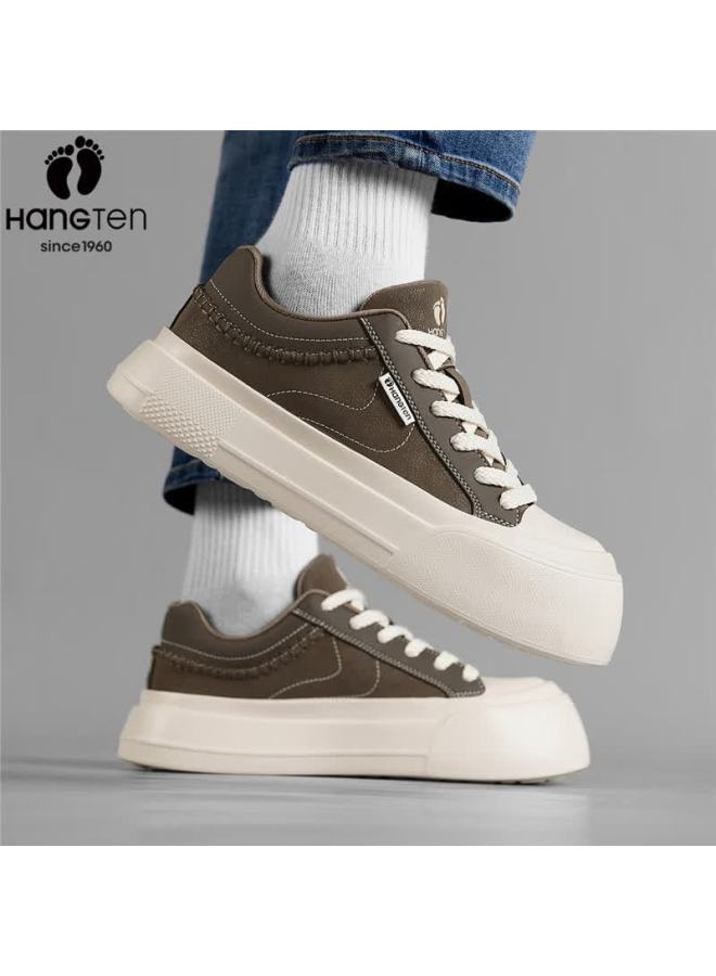 Hang Ten Classic Men's Skate Shoes Comfortable Casual Lightweight Durable Round Toe Colorblock Lace-up Sneakers - Image 4