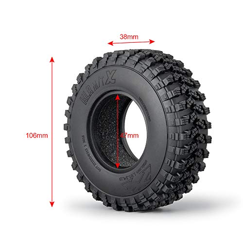 RCLIONS 4PCS Rubber 19 Rocks Tires with Foam Insert for Axial SCX10TRX4SCX10IISCX10III D90 D110 Redcat Gen7 Gen8 110 RC Crawler Car - Image 5