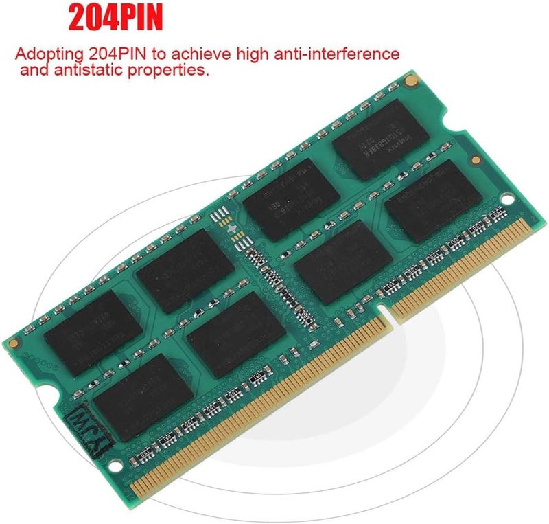 ذاكرة الوصول العشوائي DDR3 4GB 1333MHz للكمبيوتر المحمول، وحدة ذاكرة DDR3 متوافقة مع لوحة المفاتيح اللاسلكية، 204 دبوس PC3-10600 للكمبيوتر المحمول، قم بالتشغيل فورًا بجهد منخفض 1.5 فولت - Image 5