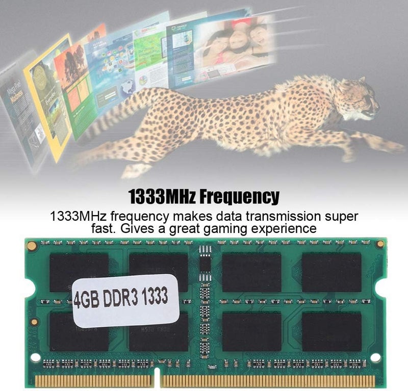 ذاكرة الوصول العشوائي DDR3 4GB 1333MHz للكمبيوتر المحمول، وحدة ذاكرة DDR3 متوافقة مع لوحة المفاتيح اللاسلكية، 204 دبوس PC3-10600 للكمبيوتر المحمول، قم بالتشغيل فورًا بجهد منخفض 1.5 فولت - Image 4