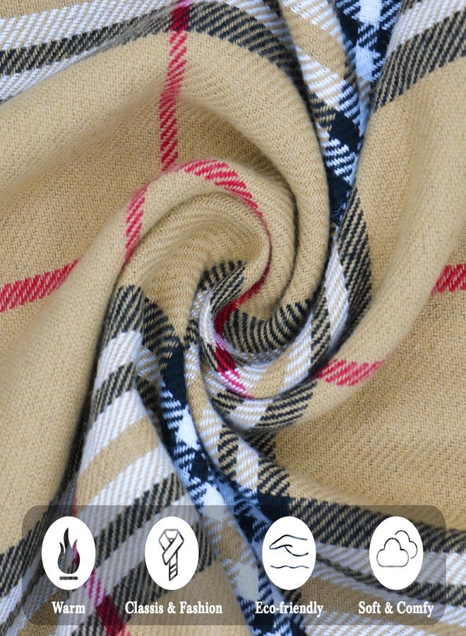 وشاح رجالي من فيميت بلون الجمل بنقشة مربعات، وشاح شتوي كبير الحجم بنقشة مربعات من العشائر الاسكتلندية (مقاس أمريكي 12) - Image 3