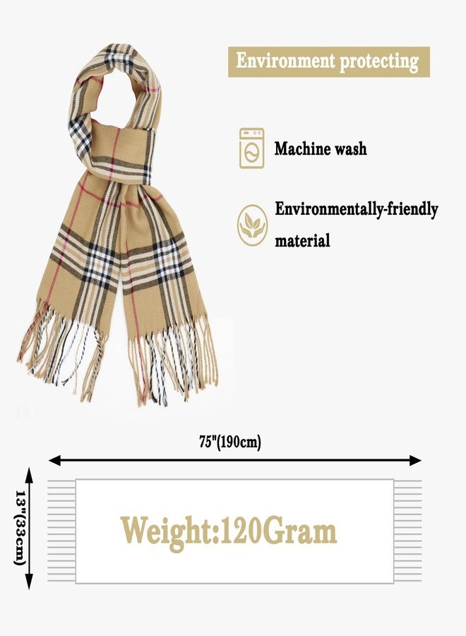 وشاح رجالي من فيميت بلون الجمل بنقشة مربعات، وشاح شتوي كبير الحجم بنقشة مربعات من العشائر الاسكتلندية (مقاس أمريكي 12) - Image 4