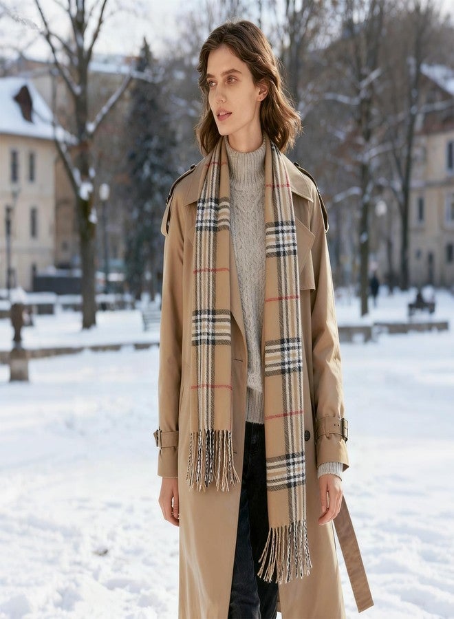 وشاح رجالي من فيميت بلون الجمل بنقشة مربعات، وشاح شتوي كبير الحجم بنقشة مربعات من العشائر الاسكتلندية (مقاس أمريكي 12) - Image 5