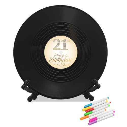 LMVIYAN Vinyl Record 21st Birthday Decorations Guest Book Alternatives ，Sweet 21 Feliz Cumpleaños Decoracion Party Favors Sign Poster，Great Sweet 21 Gifts for Him & Her （21 Years Old） - Image 2
