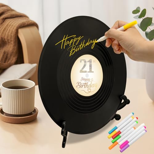 LMVIYAN Vinyl Record 21st Birthday Decorations Guest Book Alternatives ，Sweet 21 Feliz Cumpleaños Decoracion Party Favors Sign Poster，Great Sweet 21 Gifts for Him & Her （21 Years Old） - Image 5