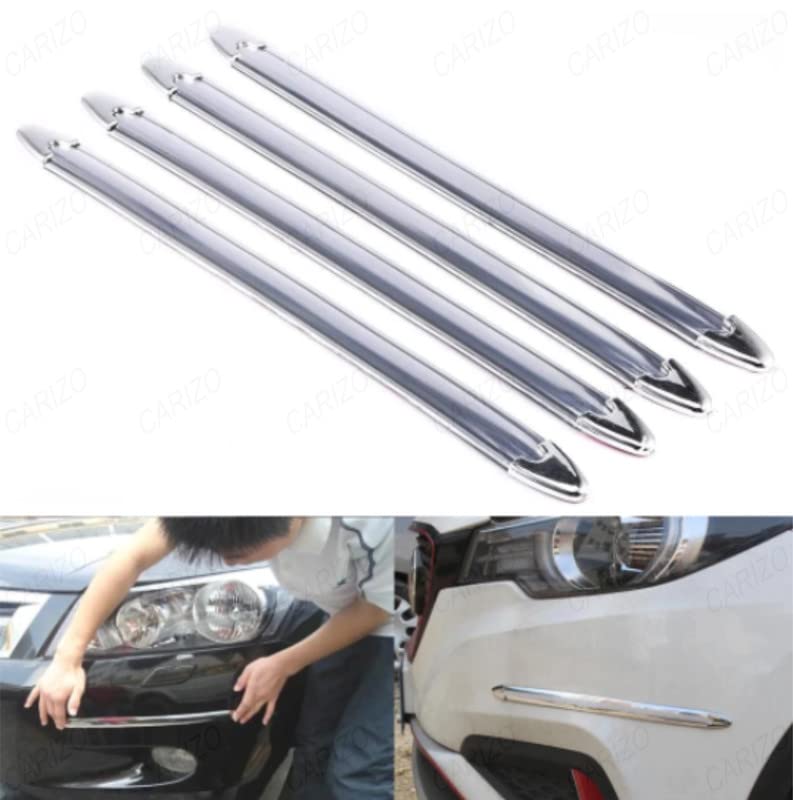 MIZZEO Anti-Collision Patch Bumper Guard Strip (Original 3R-2163, Silver) Anti-Scratch Bumper Protector Trim Compatible with Maruti Alto K10 (Type-II) 2014-2018 - Image 1