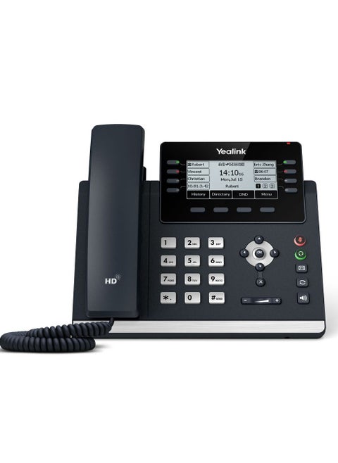 Yealink SIP T43U IP Phone, 12 VoIP Accounts. 3.7-Inch Graphical Display. Dual USB 2.0, Dual-Port Gigabit Ethernet, 802.3af PoE, Power Adapter Not Included (SIP-T43U)