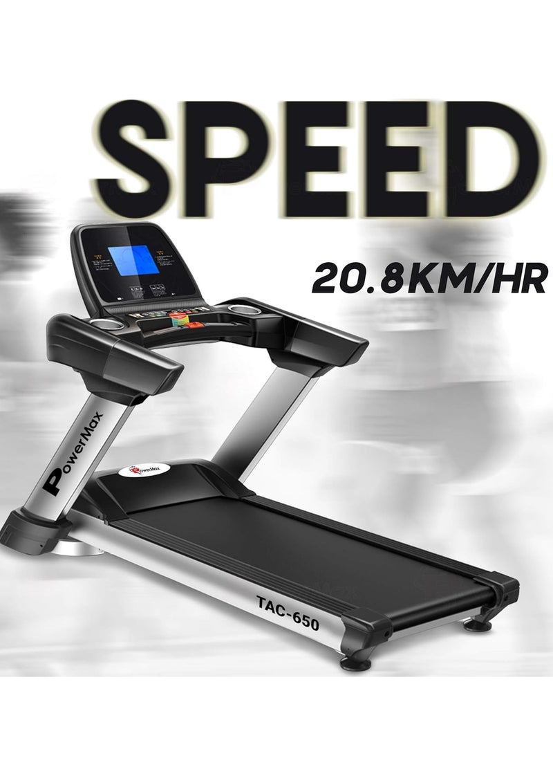 PowerMax Fitness PowerMax Fitness TAC-650 (5.0HP Peak) Motorized Treadmill For Gym, Commercial treadmill with Auto-Incline, 12 pre-set programs, Max.Speed 20.8 Km/ph, Max User Weight 150 Kg,  - Image 3