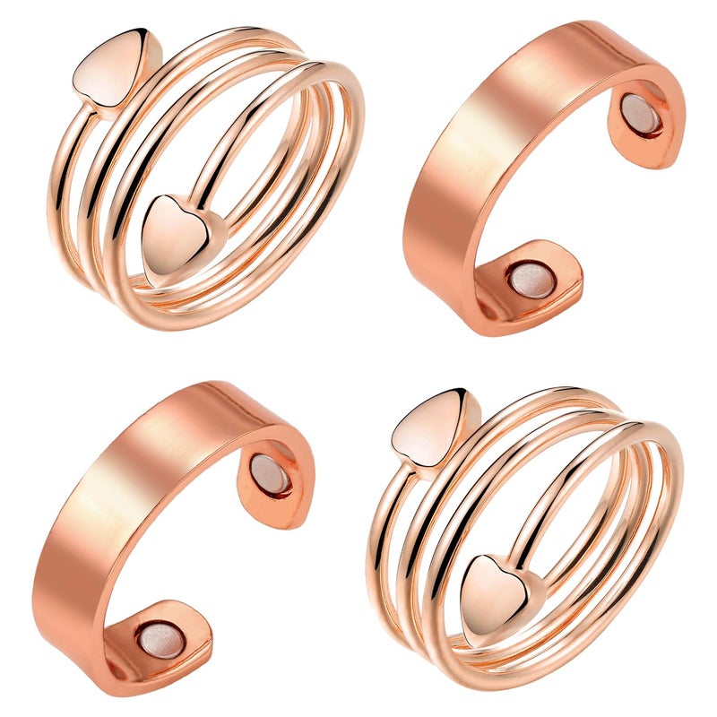 BioMag Copper Ring for Women 9999 Pure Copper Magnetic Rings for Lymphatic Drainage Adjustable Jewelry Gifts for Women