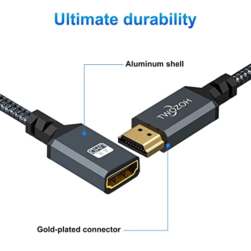 Twozoh HDMI Extension Cable 1FT, Male to Female Cord, HDMI 2.0 Cable Adapter Support 4K@60Hz 3D HDR - Image 3