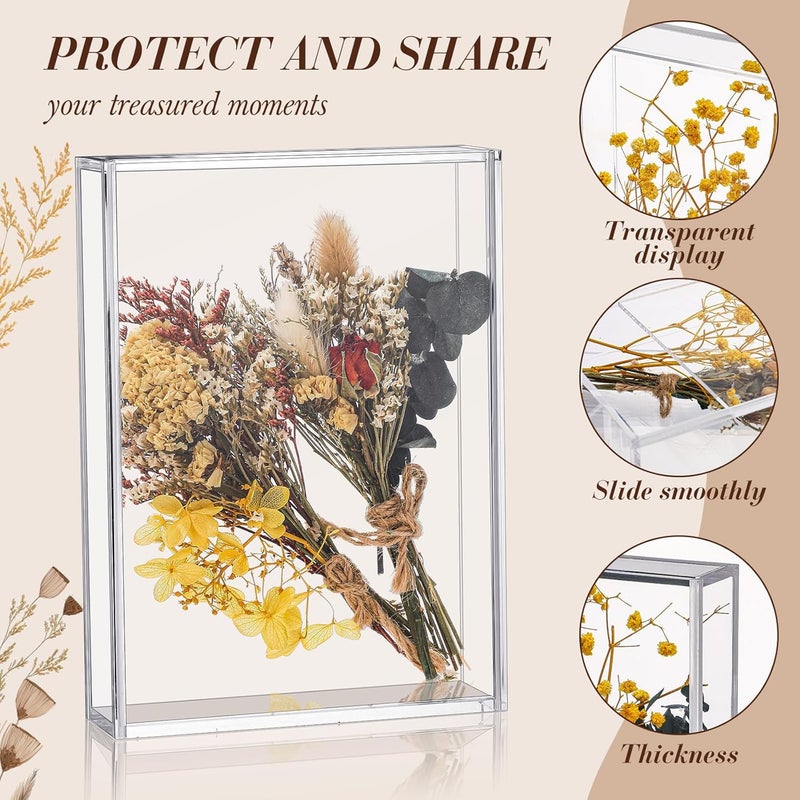 TPGP Barydat 2 Pcs Acrylic Shadow Boxes Display Cases, Clear Acrylic Shadow Box DIY Frame, 5 x 7'' - Image 3