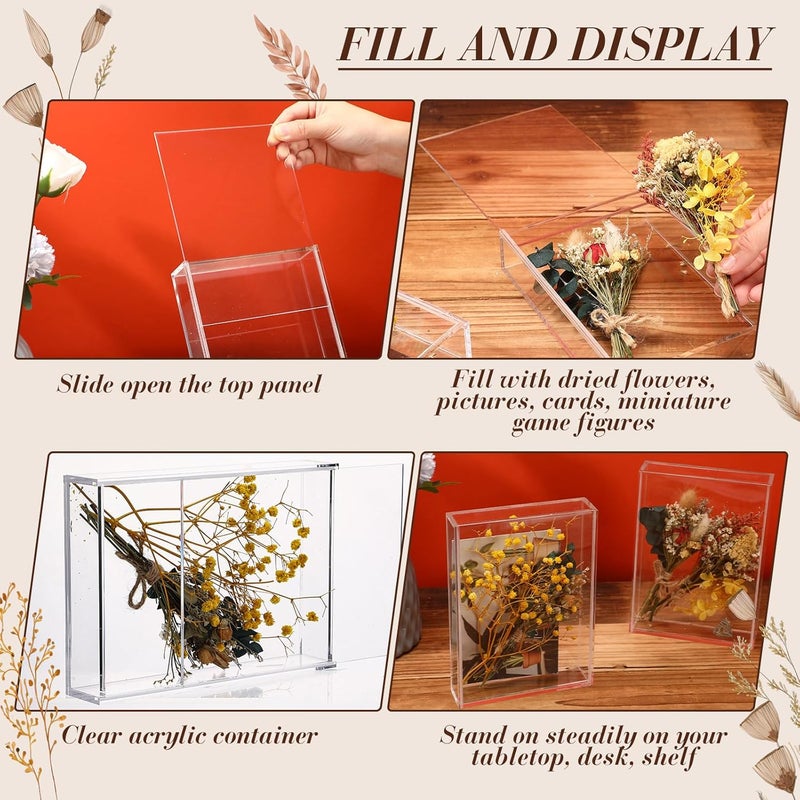 TPGP Barydat 2 Pcs Acrylic Shadow Boxes Display Cases, Clear Acrylic Shadow Box DIY Frame, 5 x 7'' - Image 4
