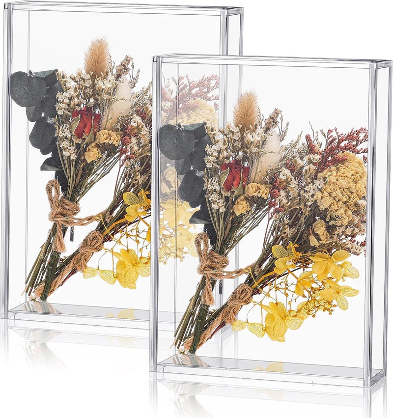 TPGP Barydat 2 Pcs Acrylic Shadow Boxes Display Cases, Clear Acrylic Shadow Box DIY Frame, 5 x 7'' - Image 1