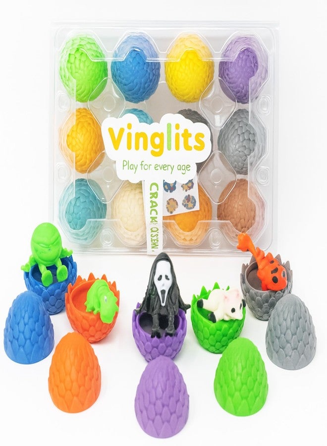 Vinglits Mysteryy Eggs – 3D Printed Animal Fidget Toys – Collectible Fidget Toys – Farm, Wild, Aqua, Bug, and Fantasy Themes – Packs of 2, 6, or 12 – Fun for Kids & Gifting (Fantasy Shelf, Pack of 12) - Image 1