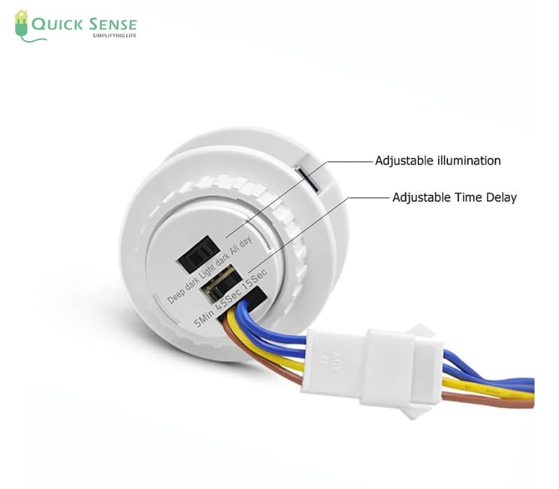 Quick Sense Mini PIR Motion Sensor Light Switch (4-Pack), IR Motion Detector with Auto On/Off, Adjustable Timer for LED Light, Exhaust Fan, Cabinet, Wardrobe, Bathroom – 100-240V - Image 3