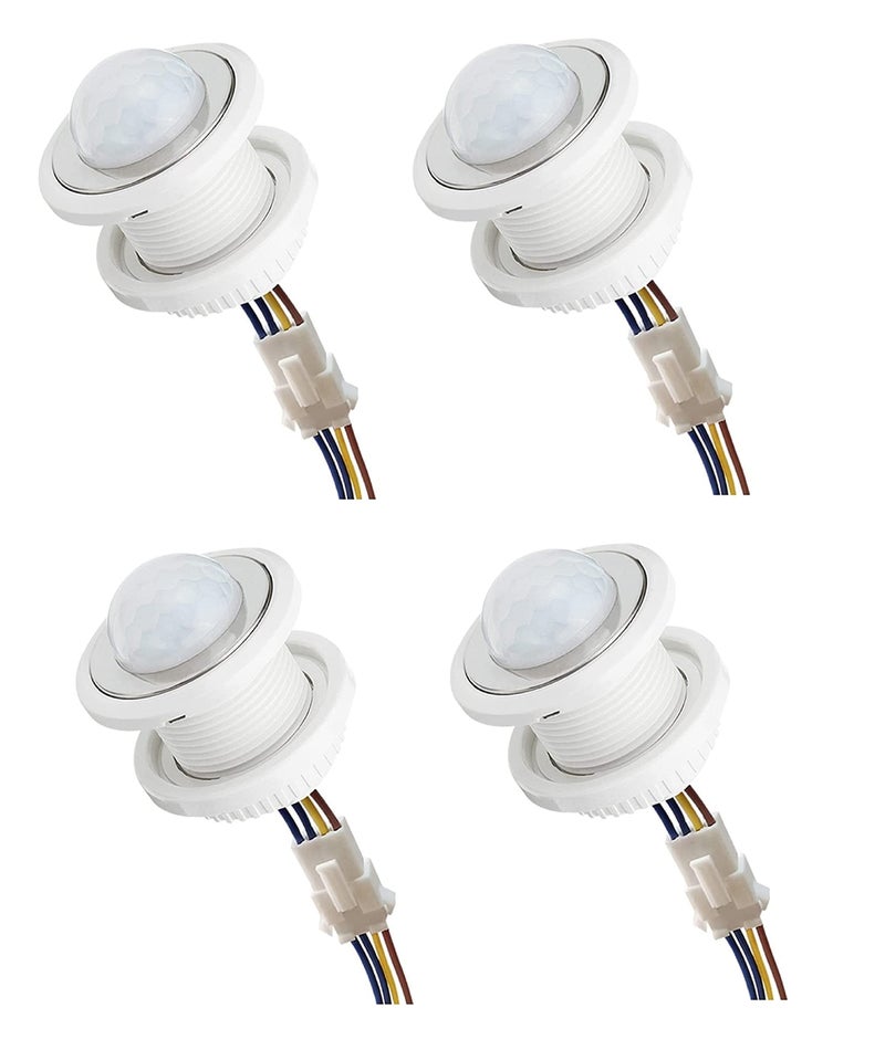Quick Sense Mini PIR Motion Sensor Light Switch (4-Pack), IR Motion Detector with Auto On/Off, Adjustable Timer for LED Light, Exhaust Fan, Cabinet, Wardrobe, Bathroom – 100-240V - Image 1