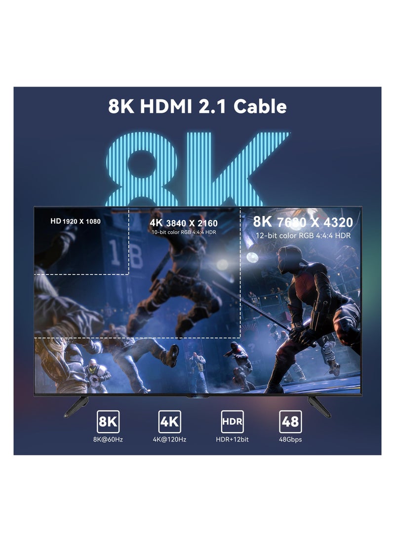 8K Fiber Optic HDMI Cable 6FT, 48Gbps Ultra High Speed HDMI 2.1 Cable, 8K@60Hz 4K@120Hz, Unidirectional Active HDMI Cord, Support HDR/HDCP2.2/eARC/Dolby Vision, Compatible with PS5, Xbox Series X - Image 3