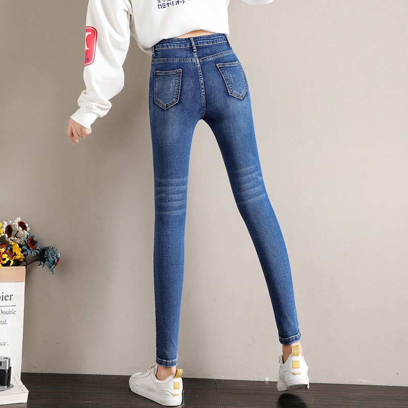 High Waist Skinny Jeans Women'S Summer Thin 2023 New Slim-Fit Tight Stretch Blue Grey Pencil Pants For Children - Image 3