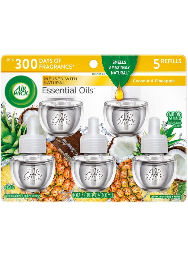 Air Wick Air Wick Plug in Scented Oil Refill, 5 ct, Coconut and Pineapple, Air Freshener, Essential Oils  - Image 1