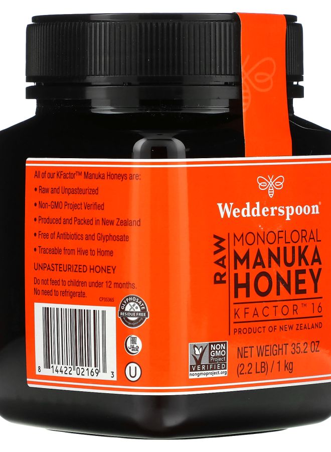 Wedderspoon Raw Monofloral Manuka Honey KFactor 16 2.2 lb (1 kg) - Image 2