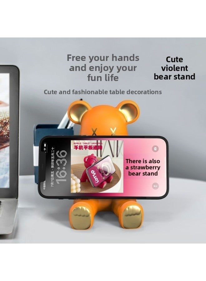 Pink Bear Phone Stand Cute Grumpy Bear Desktop Ornament Internet Celebrity Office Portable Bear Ornament Tablet Hand 