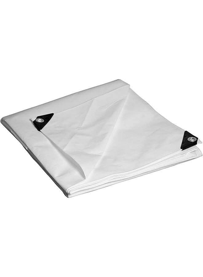 The Bros 10X12 Multi-Purpose White Heavy Duty Poly Tarp (10'x12')  - Image 1