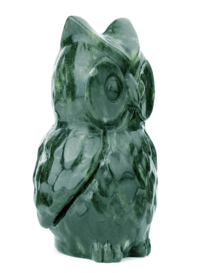 gemshan Jade Stone Owl Statue - 3.3inch Jade Statue Hand-Carved Animal Figurines for Home Office Desk Decoration - Image 5