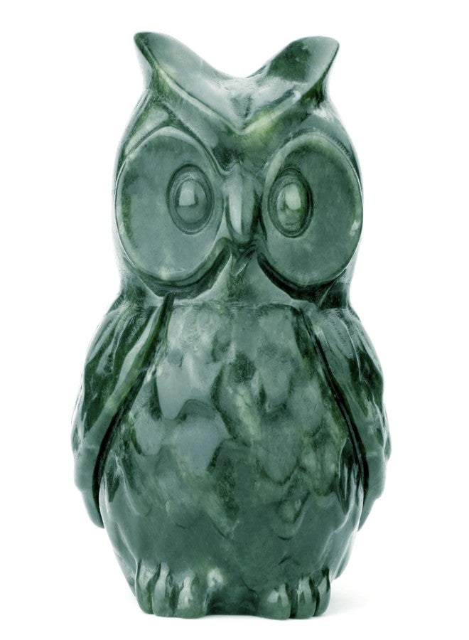 gemshan Jade Stone Owl Statue - 3.3inch Jade Statue Hand-Carved Animal Figurines for Home Office Desk Decoration - Image 1