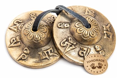 HIMALAYAN BAZAAR Tingsha Cymbals Bells - Easy To Play - Meditation Mindfulness Chime For Chakra Healing Spiritual Dharma Gifts Handcrafted Tibetan By Himalayan Bazaar (Ohm Mani) - Image 1