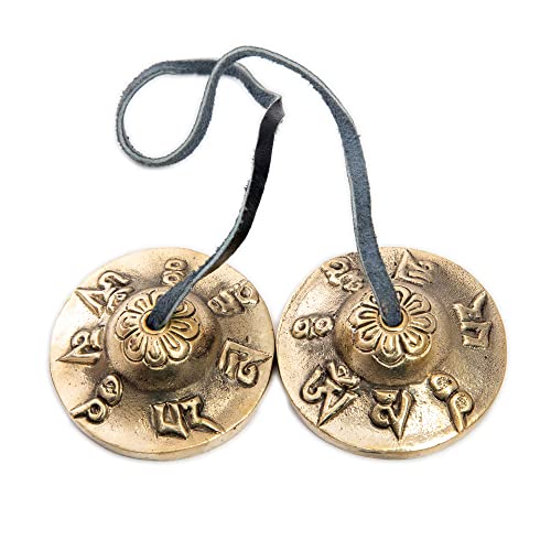 HIMALAYAN BAZAAR Tingsha Cymbals Bells - Easy To Play - Meditation Mindfulness Chime For Chakra Healing Spiritual Dharma Gifts Handcrafted Tibetan By Himalayan Bazaar (Ohm Mani) - Image 2