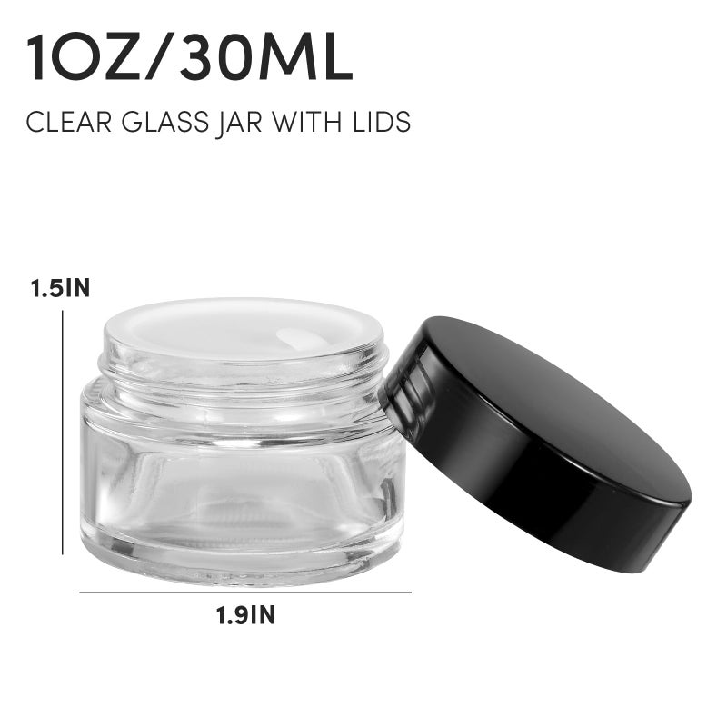 ZIYIZE 4 Pack Clear Small Glass Jars with Lids and Inner Liners, 30 ml Reusable Small Glass Containers for Creams, Lotion, Cosmetic, Spice, Powder - Image 2