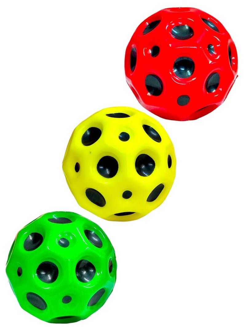 Tera13 Super Bouncy Moon Ball Toy for Kids (Pack of 3) | Return Gifts for Kids | Soft Rubber Bounce Ball | Easy Grip Sports MoonBall | Indoor, Outdoor Toy | Random Colour (3 PCS)