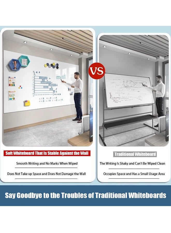 VUCATIN Dry Erase Whiteboard Paper Magnetic White Board with New Dirt Repellent Technology Whiteboard for Wall Magnetic Dry Erase Board for DIY Projects Family Interaction and Creative Learning Message Board Office Memo (120×200cm)  - Image 3