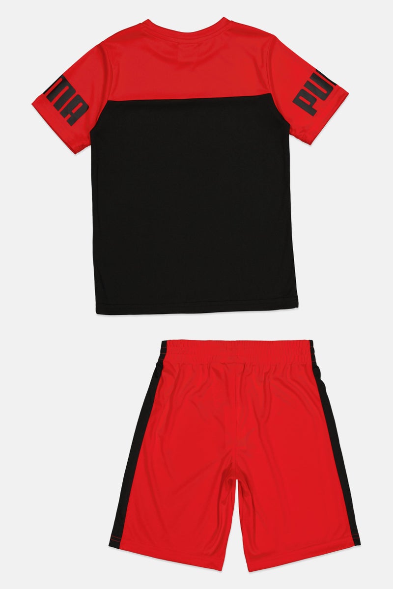 PUMA Kids Boy 2 Pieces Brand Logo T-Shirt And Shorts Set, Multicolor - Image 3