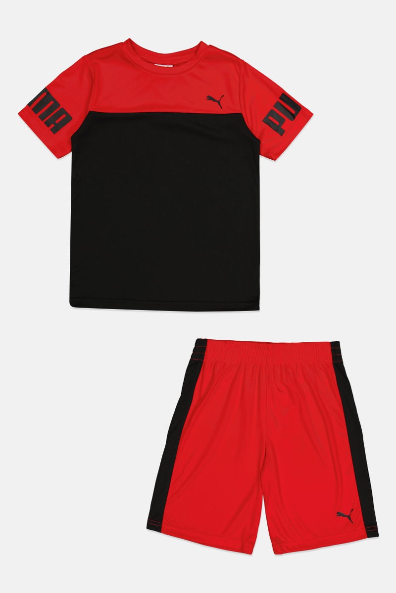 PUMA Kids Boy 2 Pieces Brand Logo T-Shirt And Shorts Set, Multicolor - Image 2
