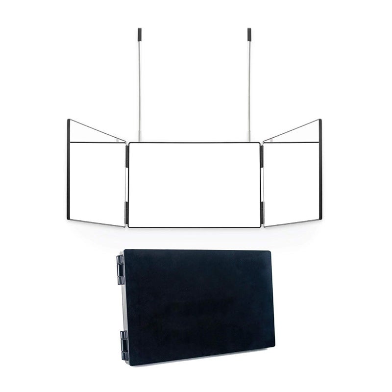 مرآت ماكياج LED معلقة قابلة للسحب والتعديل ومطوية (ثلاث مرايا - بيضاء مصبوبة) - Image 5