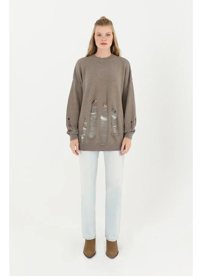 Soul Women's Torn Knit Tunic - 32034TUN - MINK.
