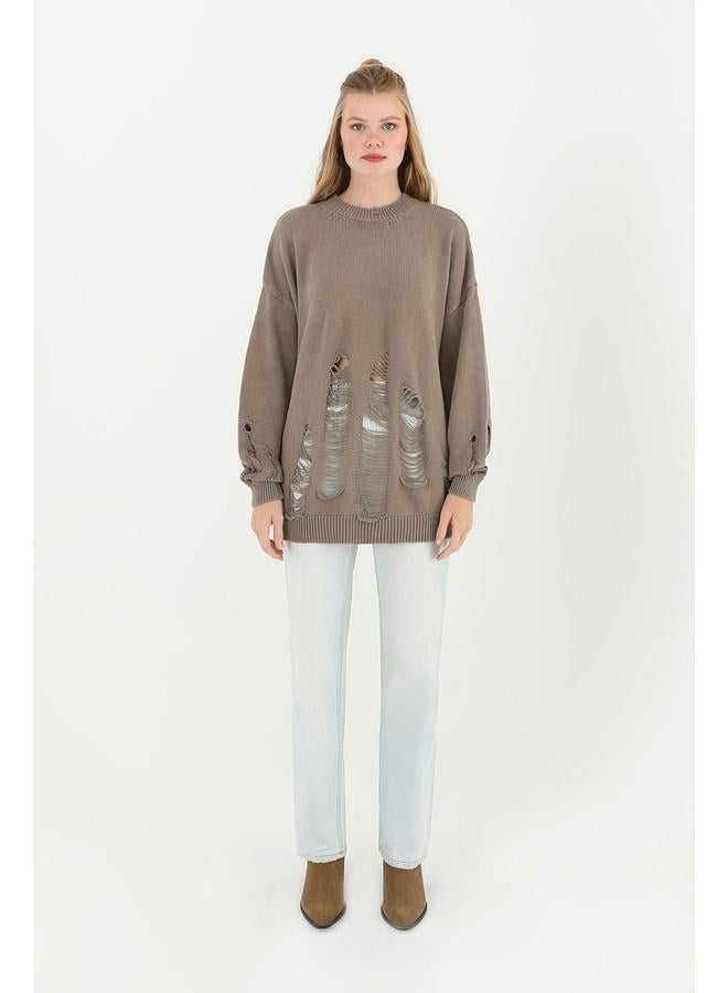 Soul Women's Torn Knit Tunic - 32034TUN - MINK. - Image 1