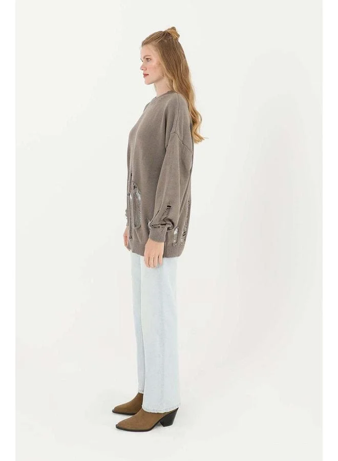 Soul Women's Torn Knit Tunic - 32034TUN - MINK.