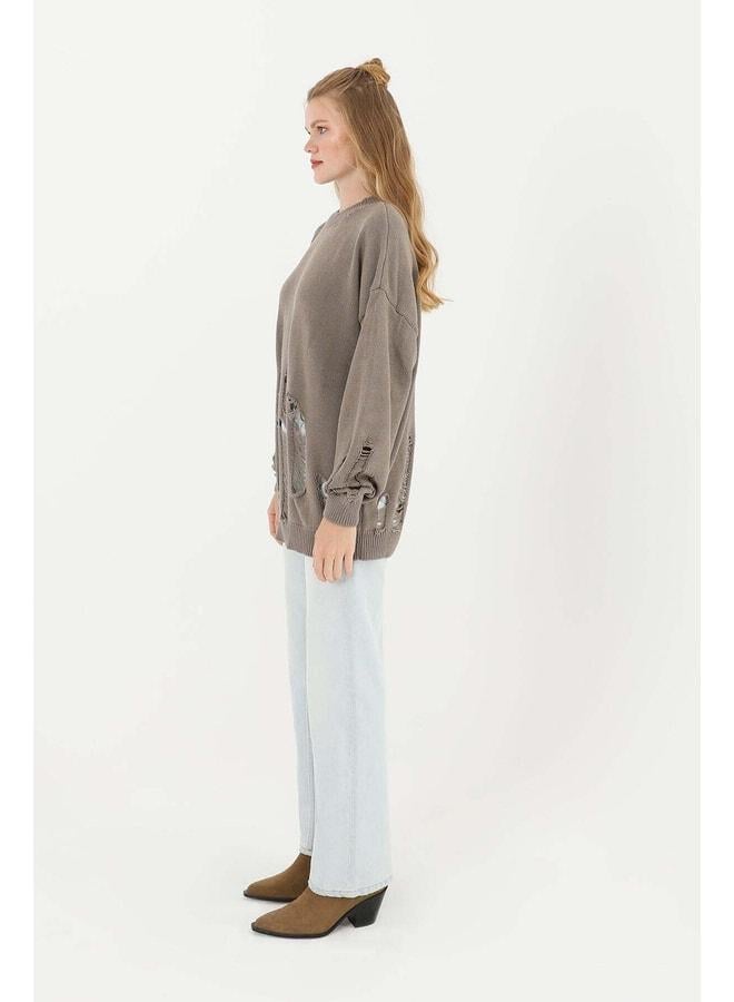 Soul Women's Torn Knit Tunic - 32034TUN - MINK. - Image 2