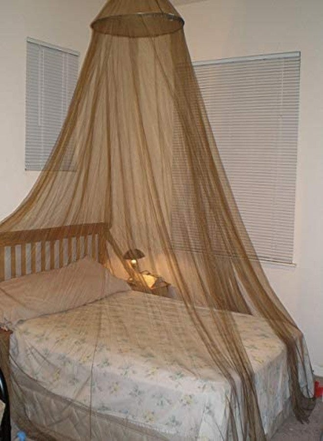 OctoRose Round Hoop Brown Bed Canopy Mosquito Netting | Fits Bed| Hanging Princess Canopy Crown Bed Curtain Drapes (Hoop-Brown) - Image 1
