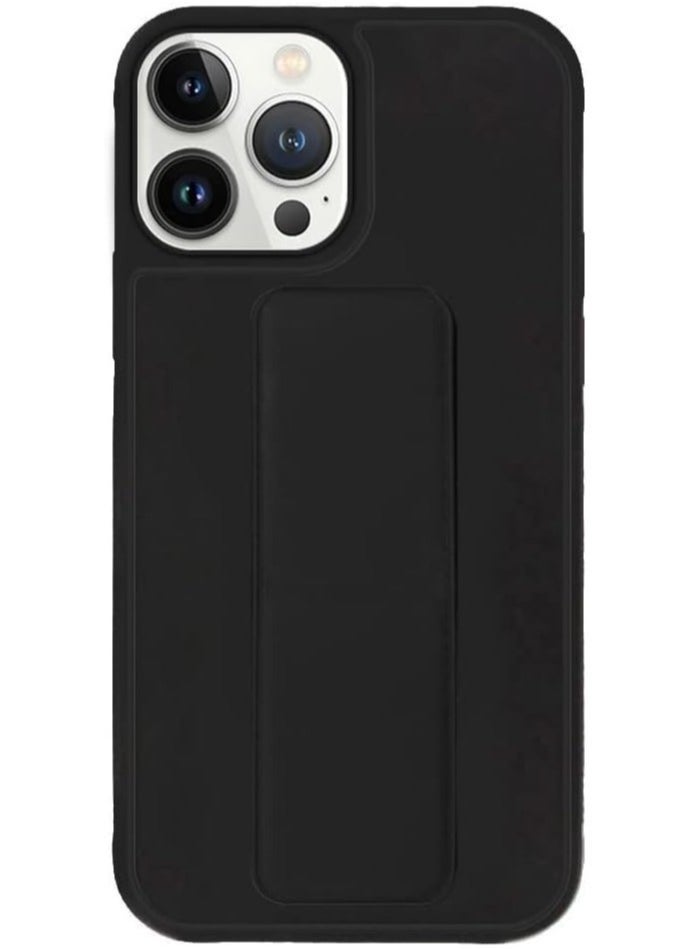 JAJEEK iPhone 16 Pro Black Magnetic Car Mount Kickstand Case – Premium Silicone Multi-Stand with Hand Strap Grip - Image 5