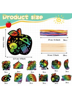 HOWAF HOWAF 36pcs Back to School Scratch Paper Art Kit,First Day of School Rainbow Scratch Off Cards for Holiday Activity School DIY Drawing Project Supplies,Welcome Back School Paper Scratch Pad for Kids  - Image 2