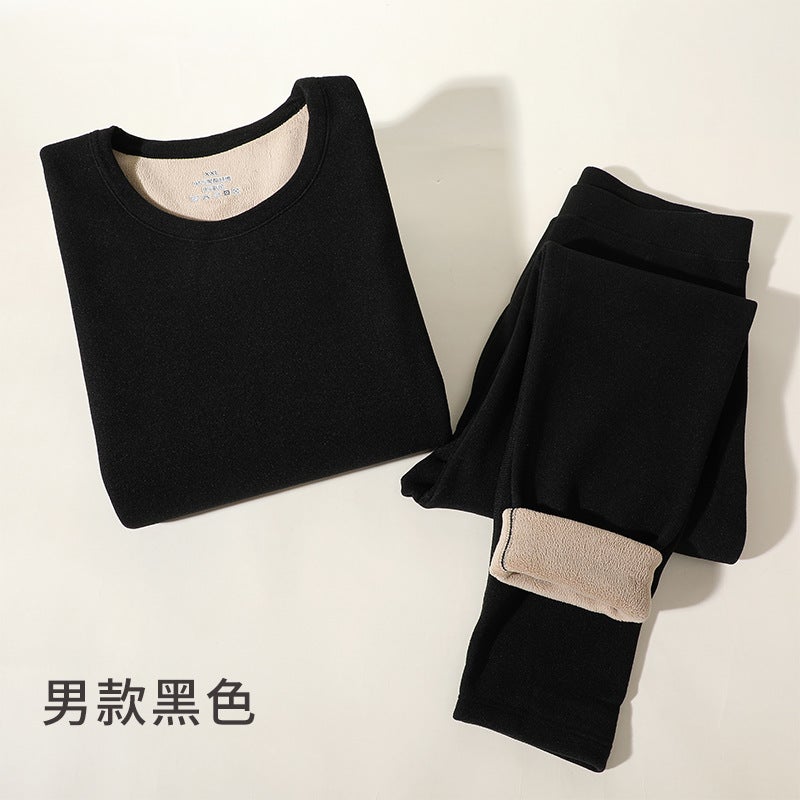 New Fleece-Lined And Thickened Thermal Underwear Set For Men And Women, Lamb Fleece Set, Austrian Fleece Thermal Tops And Bottoms - Image 1