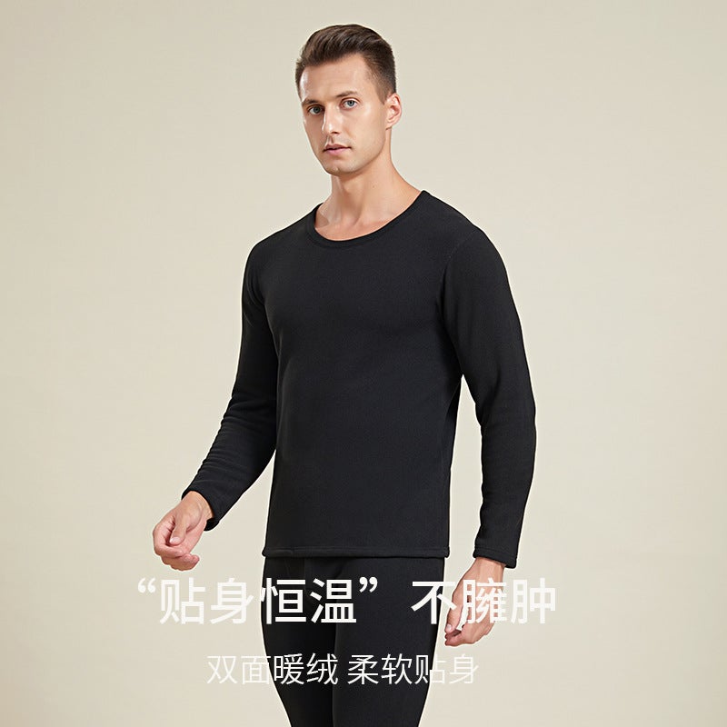 New Fleece-Lined And Thickened Thermal Underwear Set For Men And Women, Lamb Fleece Set, Austrian Fleece Thermal Tops And Bottoms - Image 3