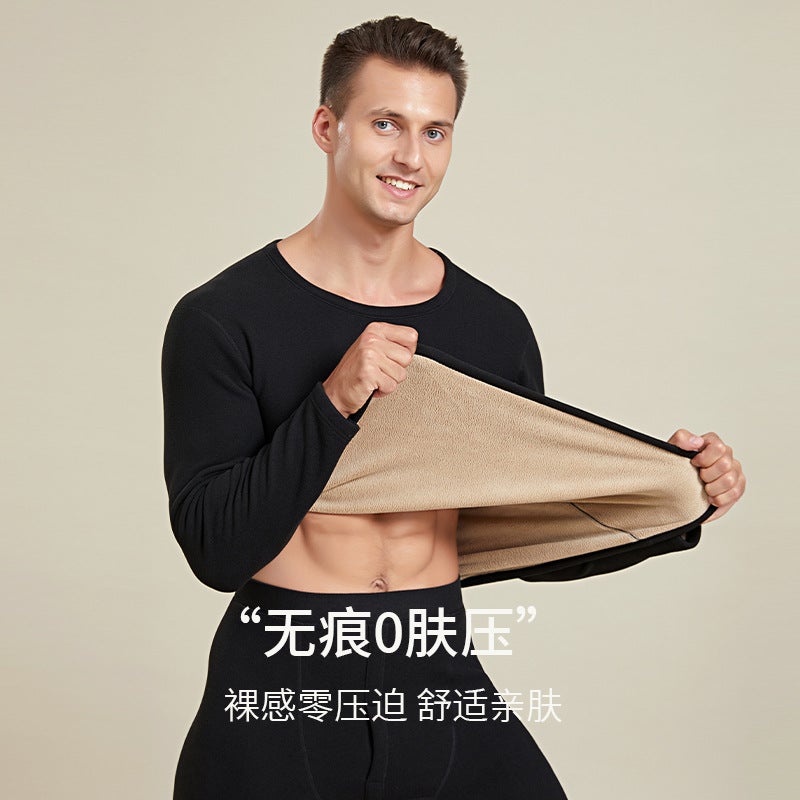 New Fleece-Lined And Thickened Thermal Underwear Set For Men And Women, Lamb Fleece Set, Austrian Fleece Thermal Tops And Bottoms - Image 2