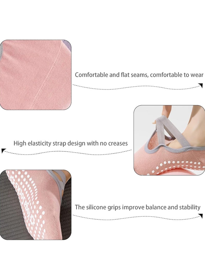 Yakiter 4 pairs of women's yoga socks, multi-colored anti-slip slippers and socks for dance, Pilates, ballet and barefoot exercise (Black, Grey, Pink, Purple) - Image 4