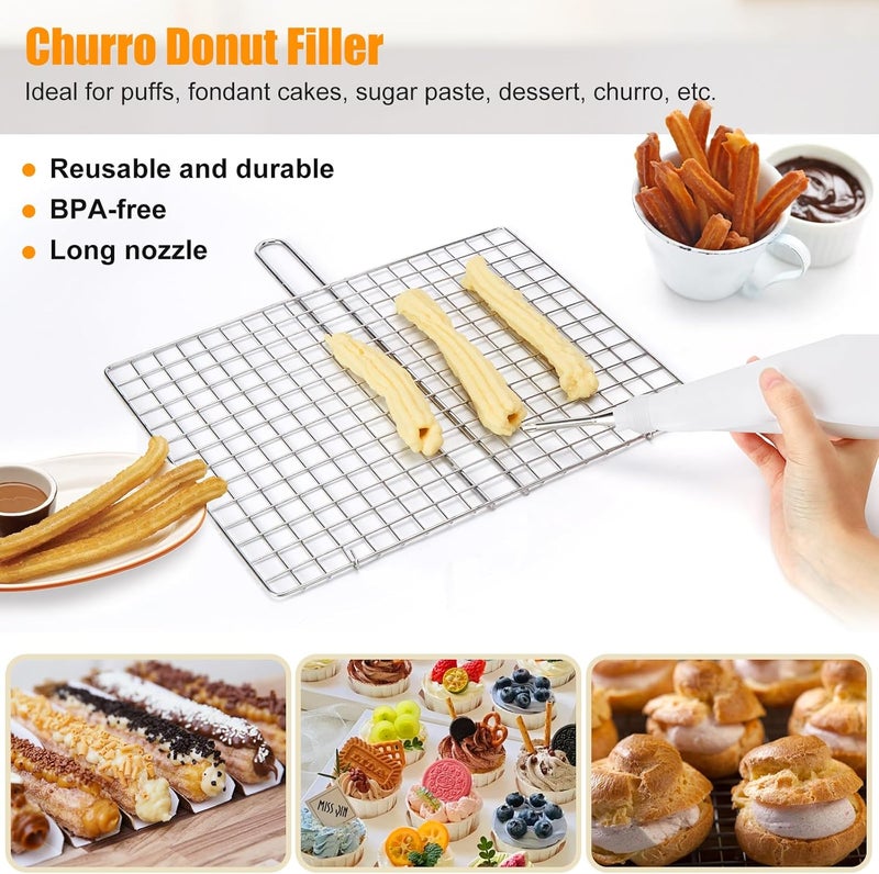 PAHTTO Churro Maker Machine, 3-in-1 Multifunctional Hollow Churros Machine, Churreras para Churros, Stainless Steel Churro/Cookie Making Kit with Piping Bag, 2 Brushes, 10 Discs and 7 Icing Piping Nozzles - Image 4