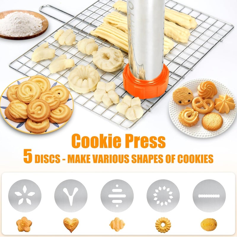 PAHTTO Churro Maker Machine, 3-in-1 Multifunctional Hollow Churros Machine, Churreras para Churros, Stainless Steel Churro/Cookie Making Kit with Piping Bag, 2 Brushes, 10 Discs and 7 Icing Piping Nozzles - Image 5