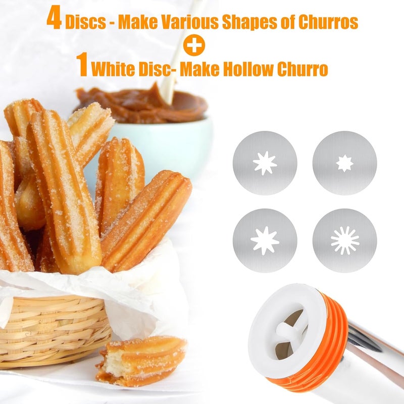 PAHTTO Churro Maker Machine, 3-in-1 Multifunctional Hollow Churros Machine, Churreras para Churros, Stainless Steel Churro/Cookie Making Kit with Piping Bag, 2 Brushes, 10 Discs and 7 Icing Piping Nozzles - Image 3